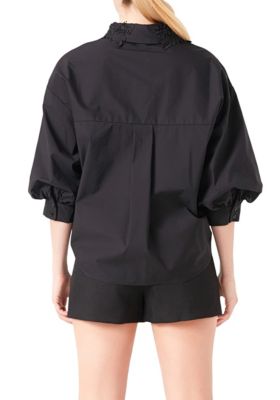 Peekaboo Lace Collared Shirt