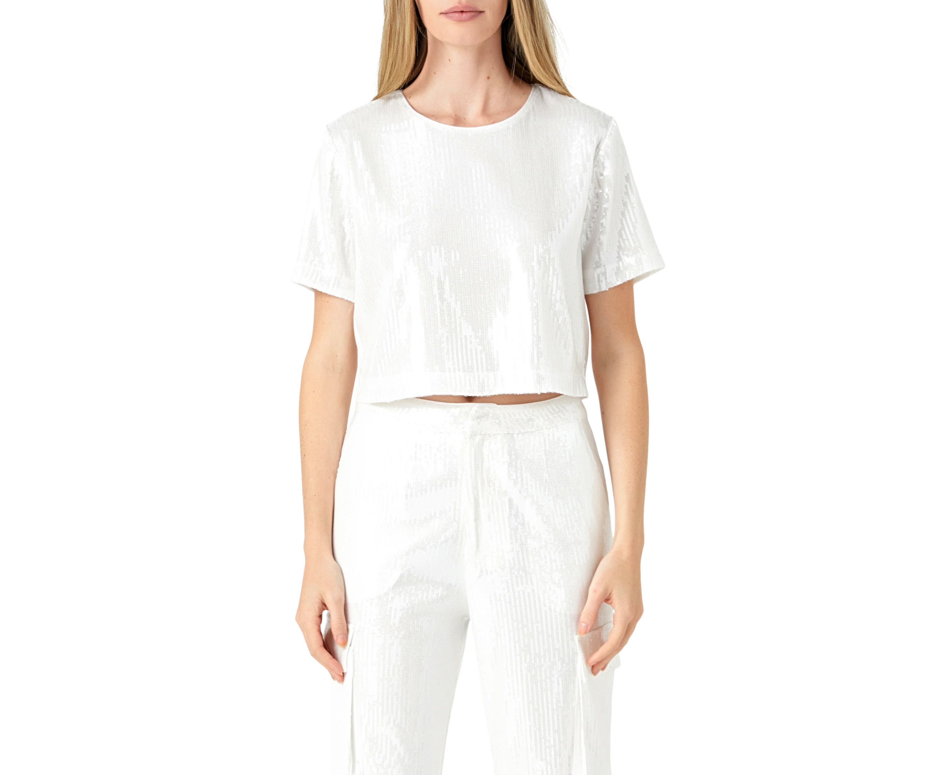 Sequins Cropped T Top