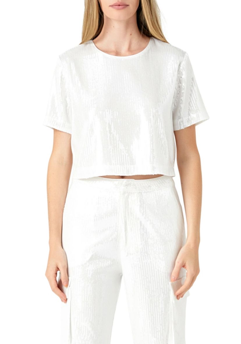 Sequins Cropped T Top