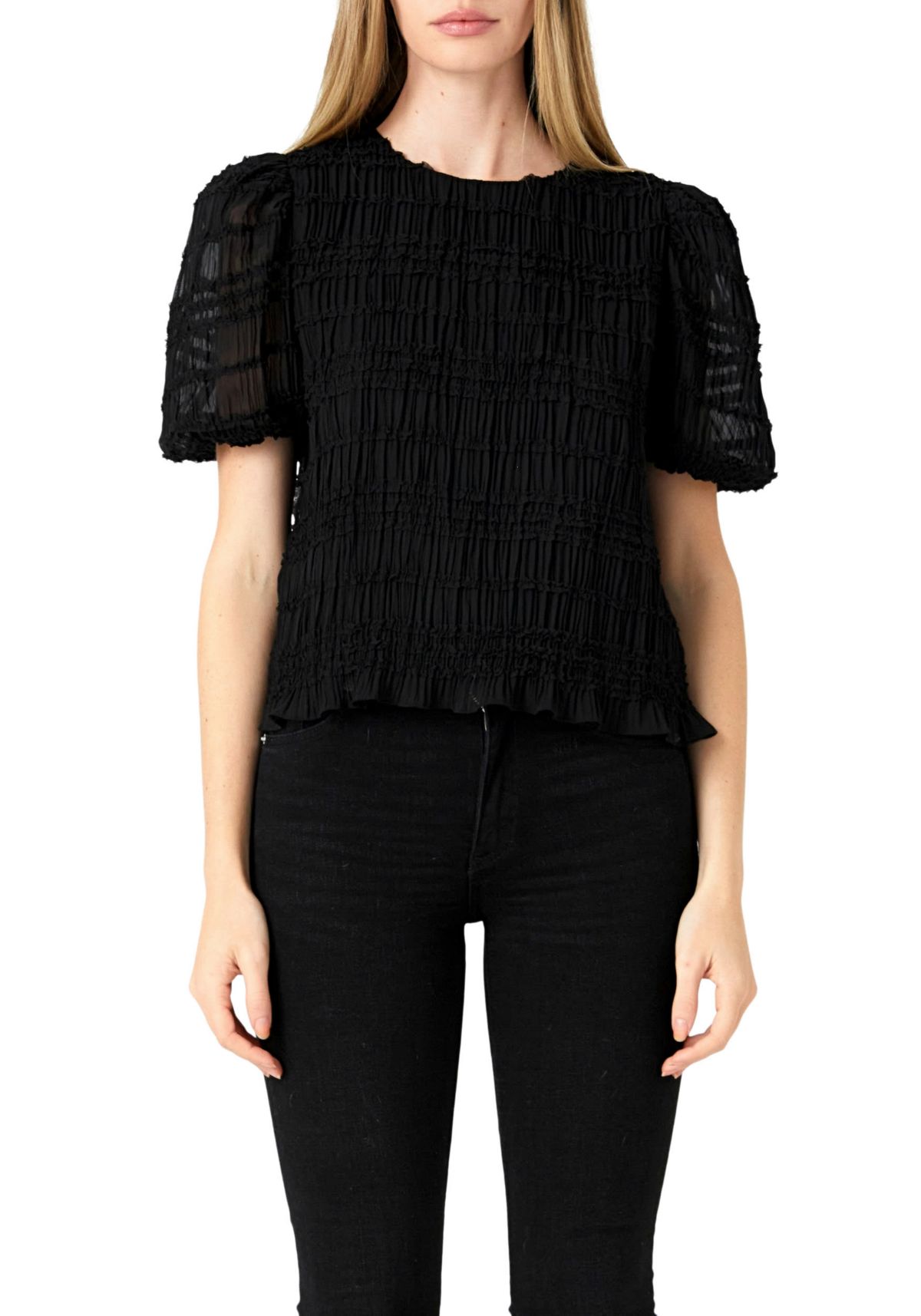 Textured Puff Sleeve Top