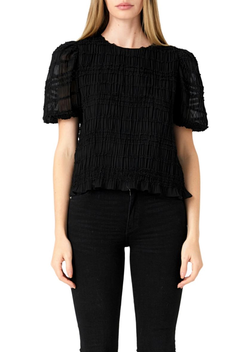 Textured Puff Sleeve Top