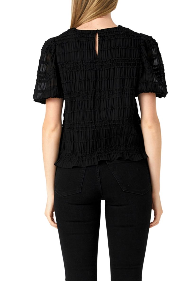 Textured Puff Sleeve Top