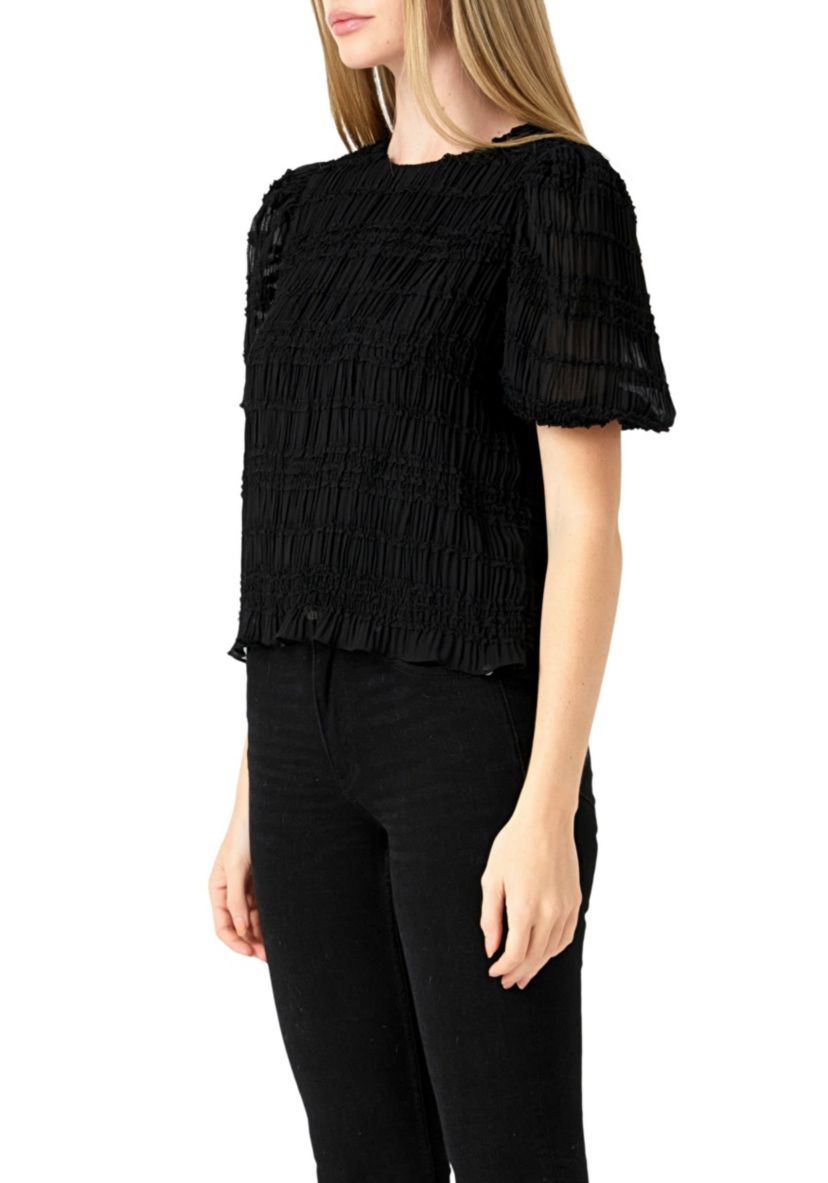 Textured Puff Sleeve Top