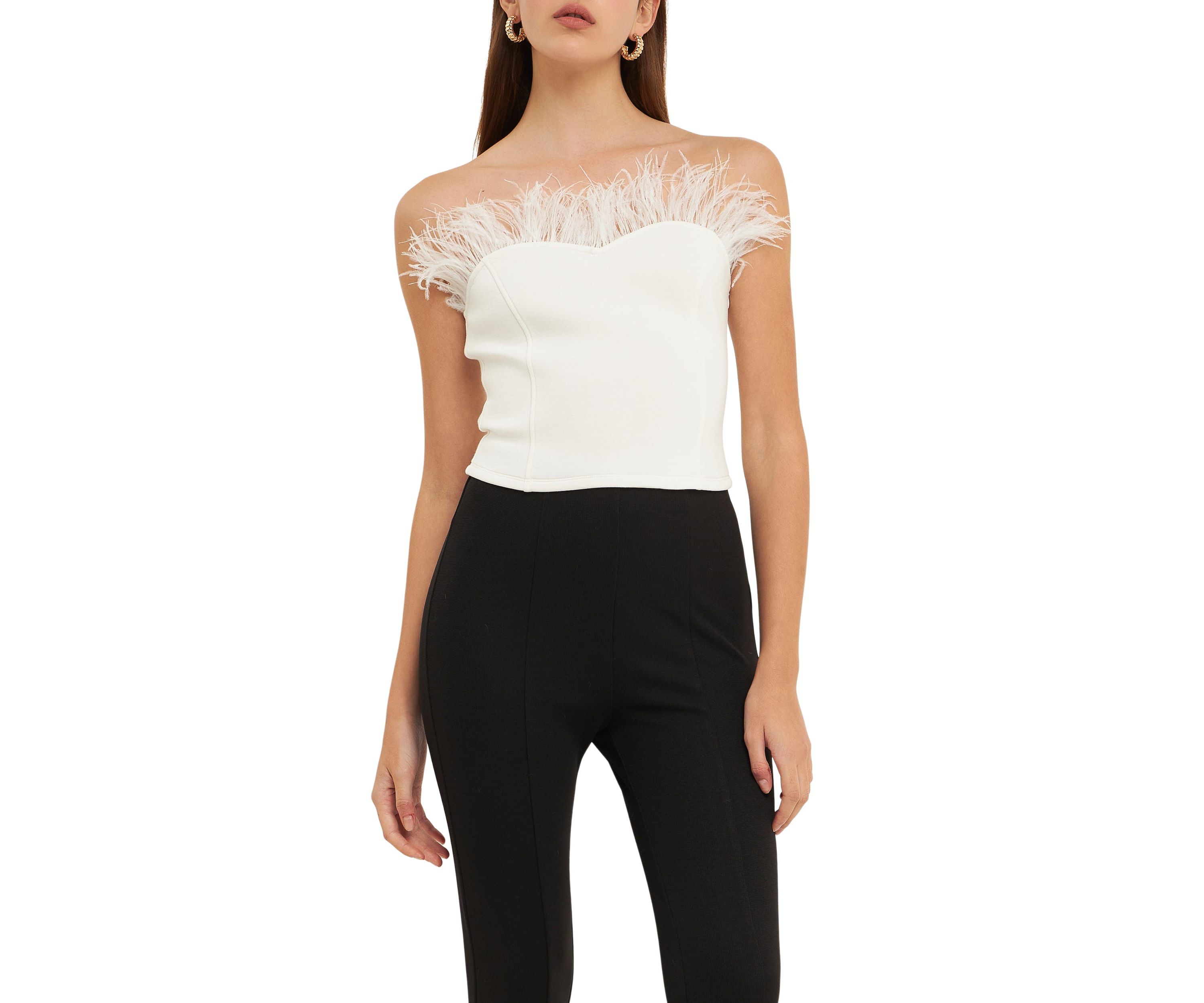 Strapless Knit Feather Top