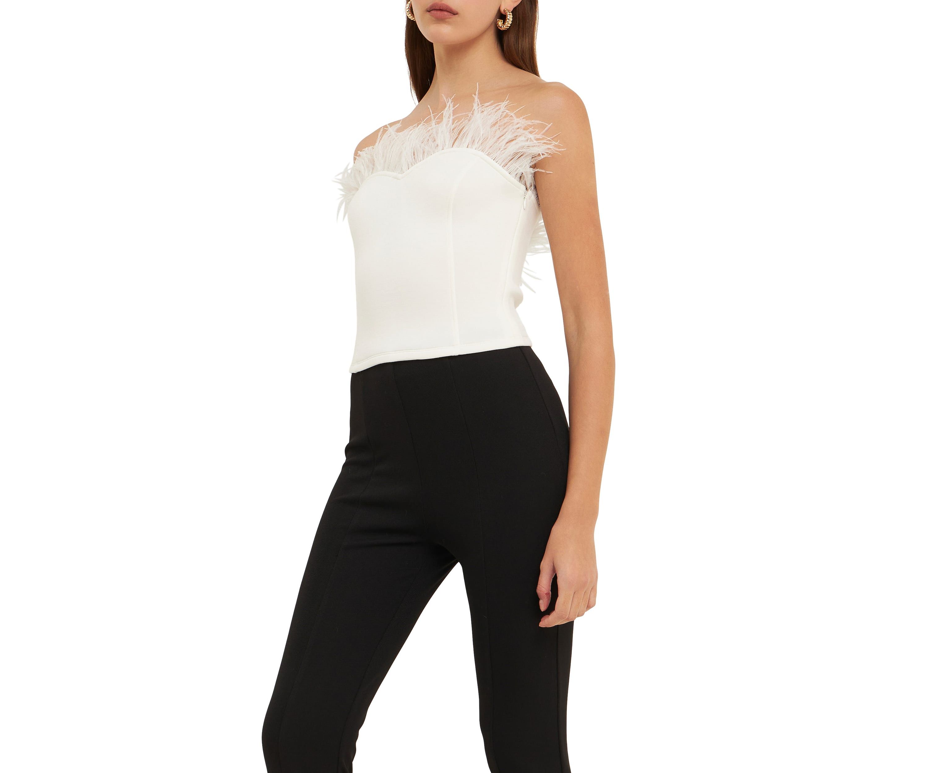 Strapless Knit Feather Top