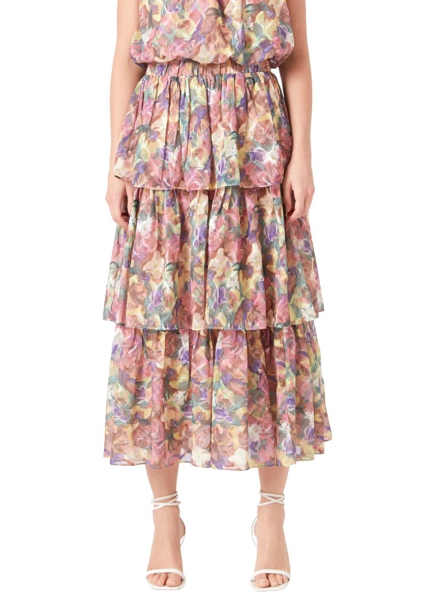 Floral Tiered Maxi Skirt