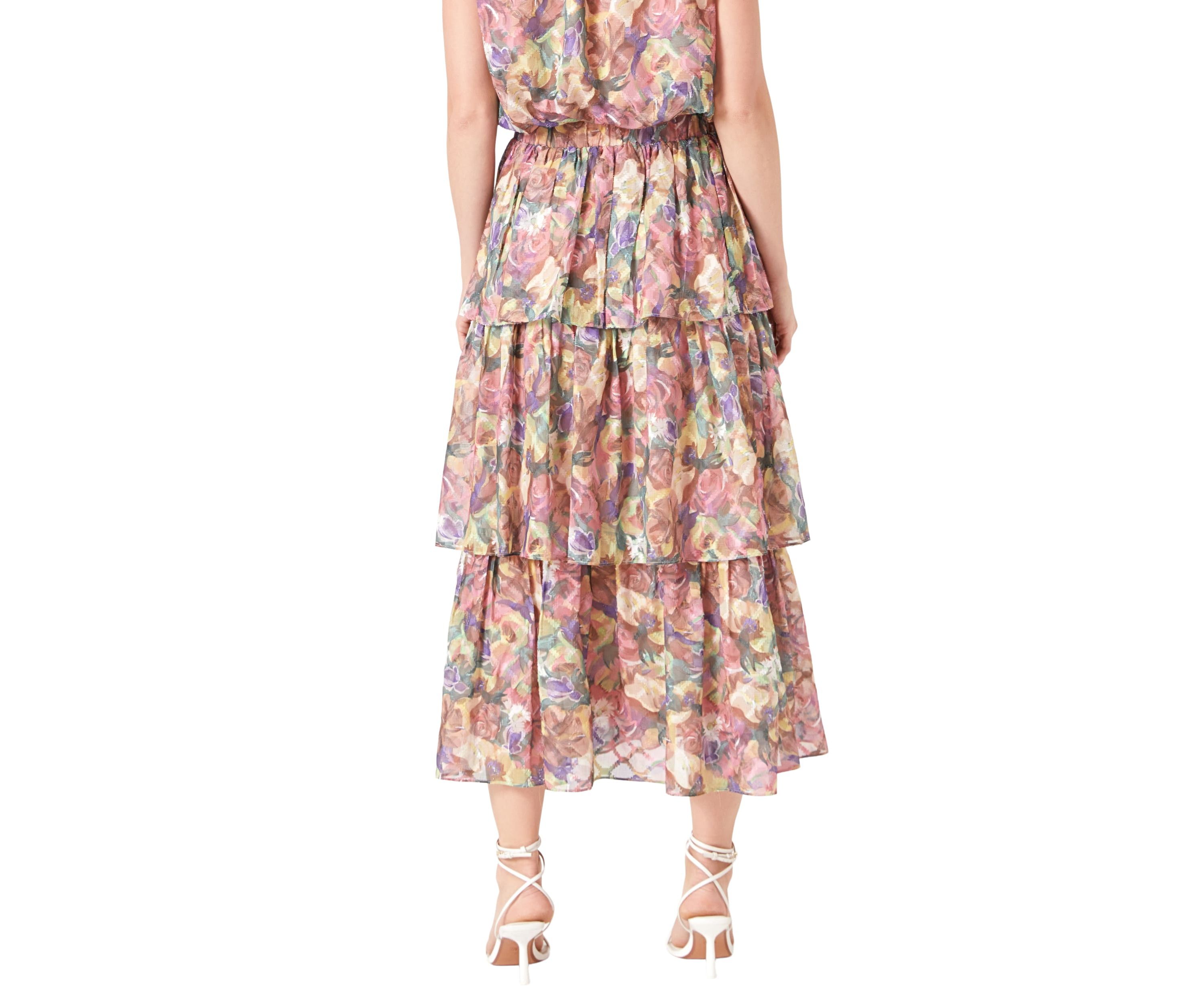 Floral Tiered Maxi Skirt