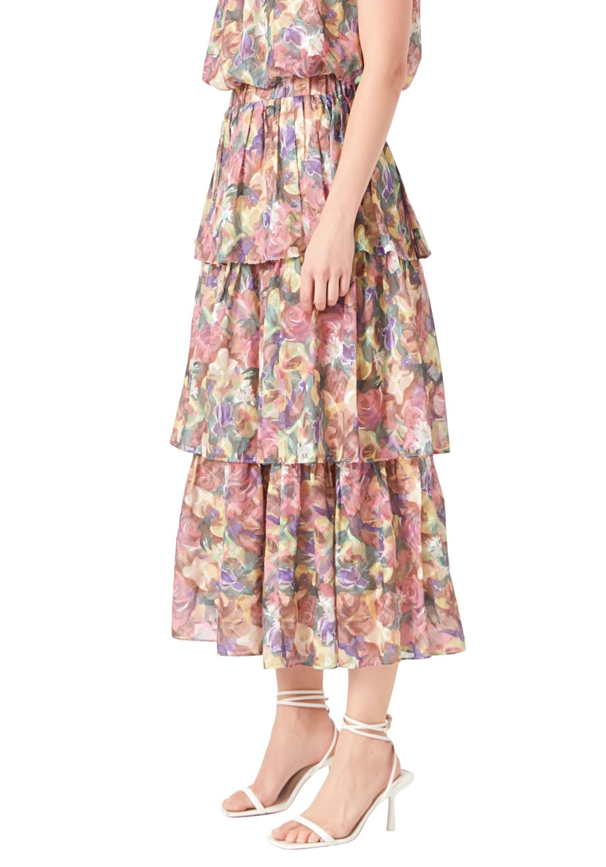 Floral Tiered Maxi Skirt