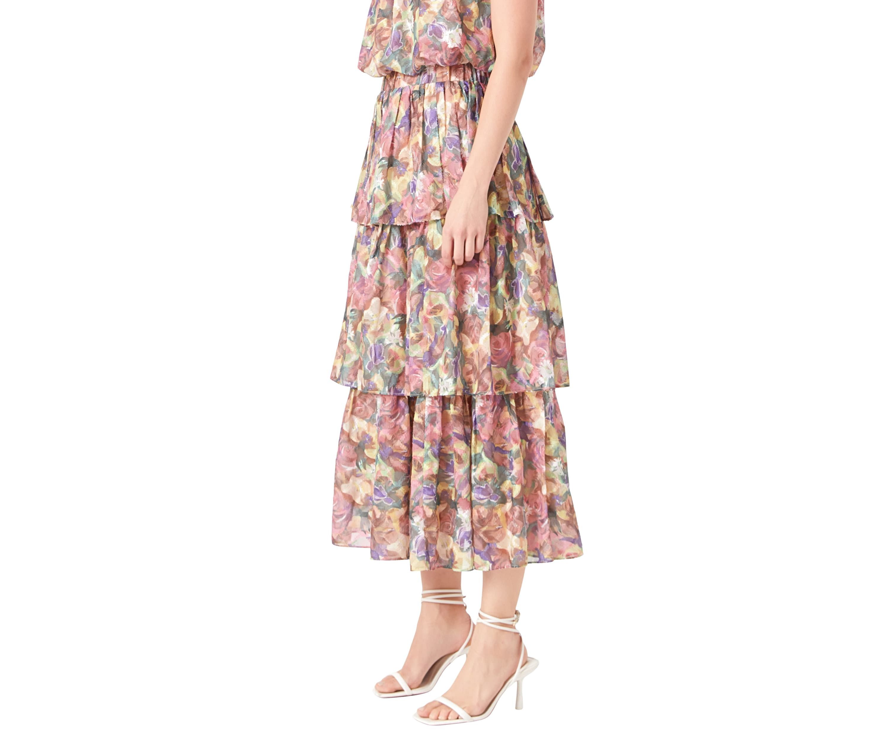 Floral Tiered Maxi Skirt