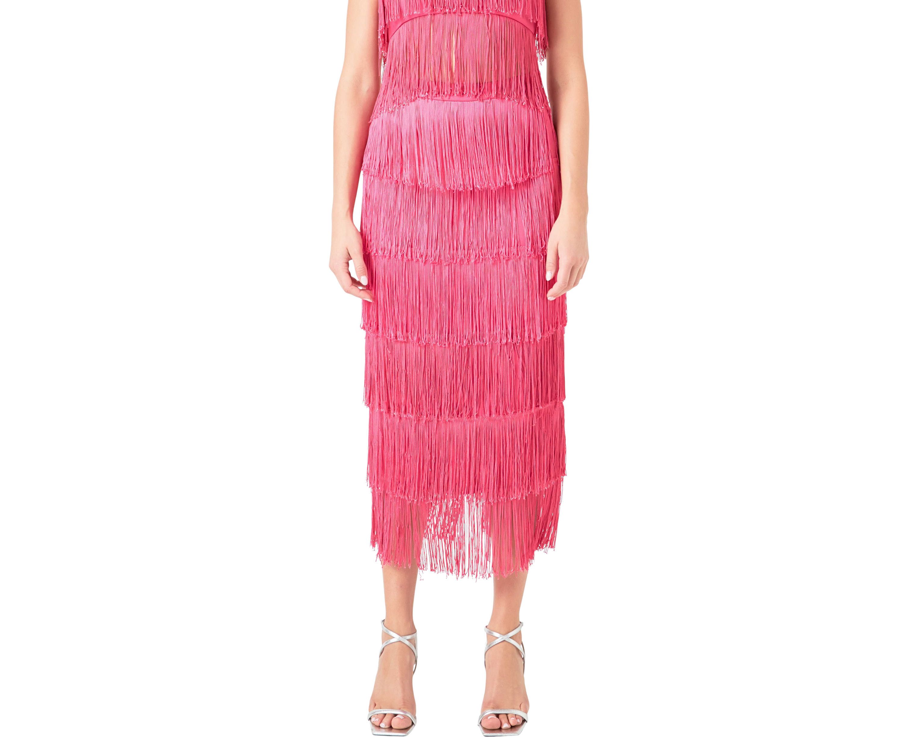 Fringe Tiered Maxi Skirt