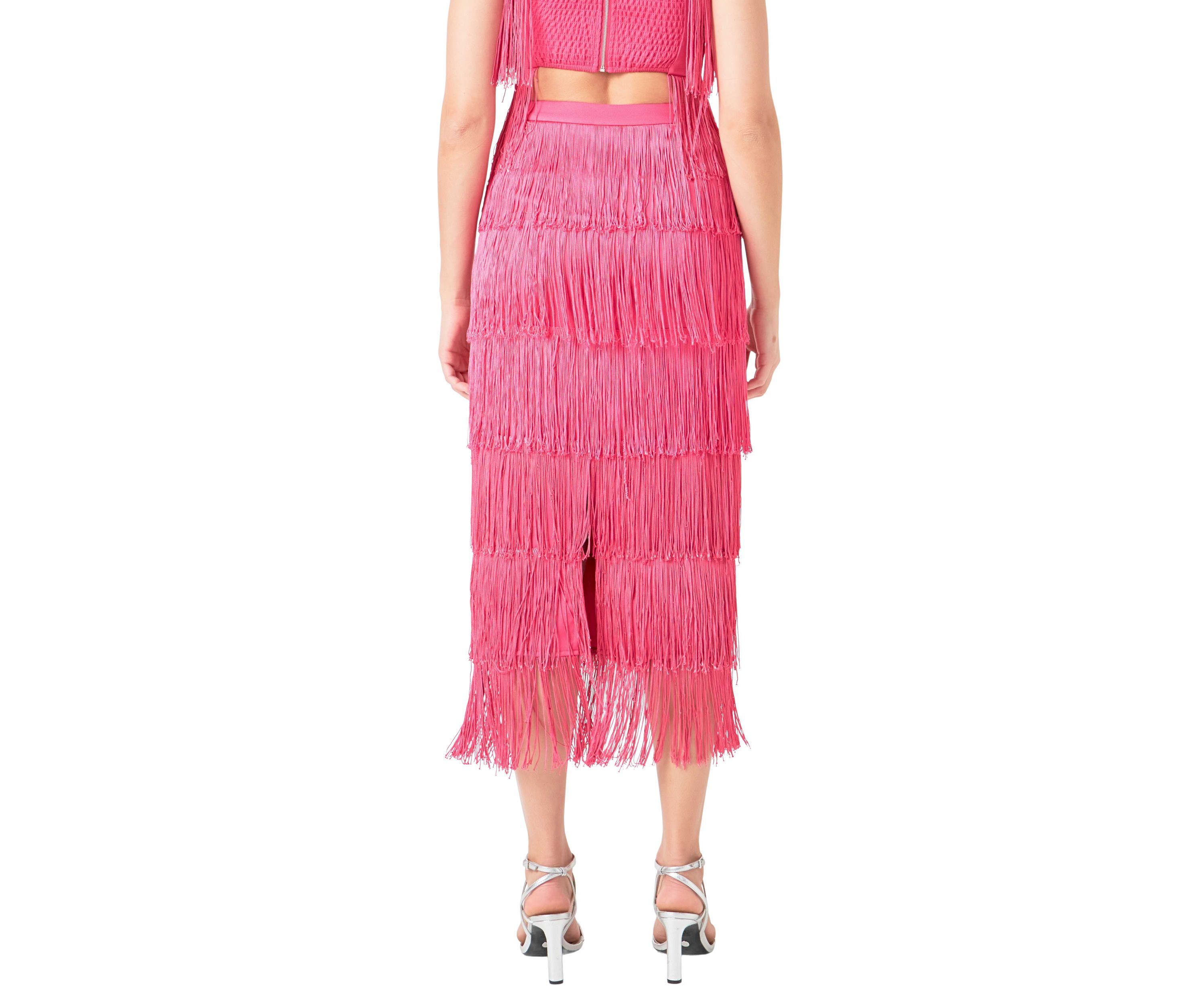 Fringe Tiered Maxi Skirt