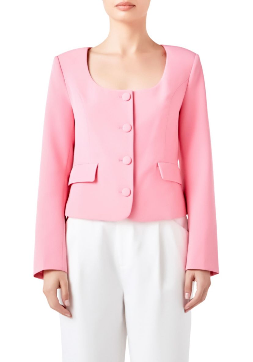 Scooped U Buttoned Top