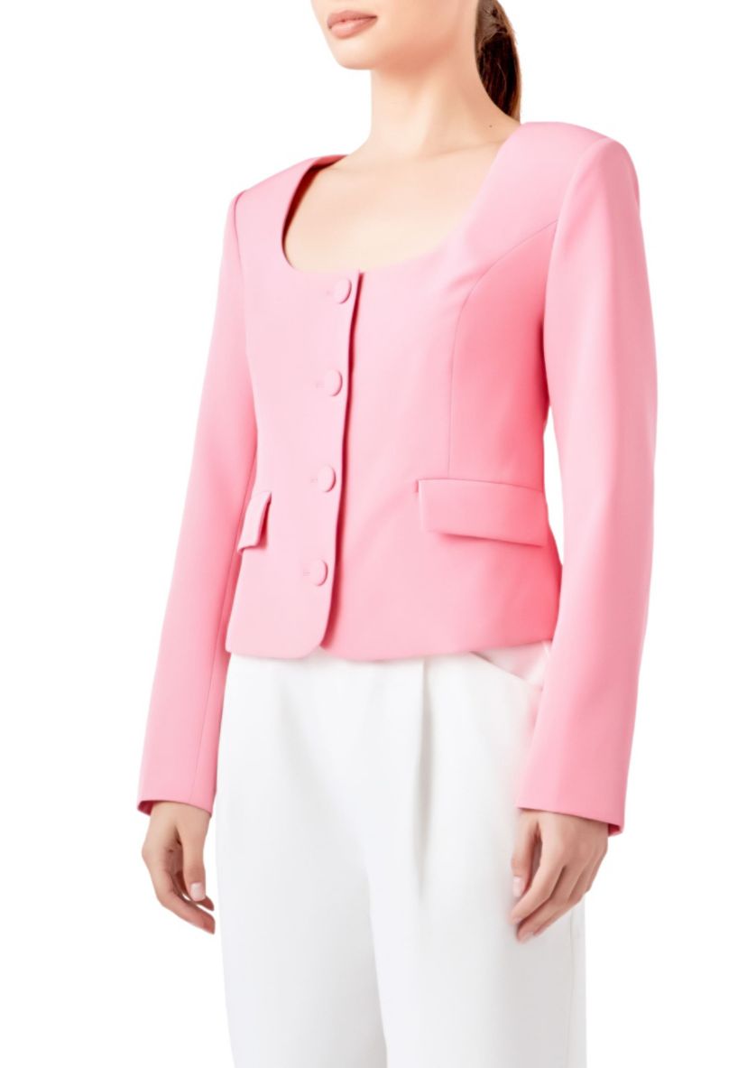 Scooped U Buttoned Top