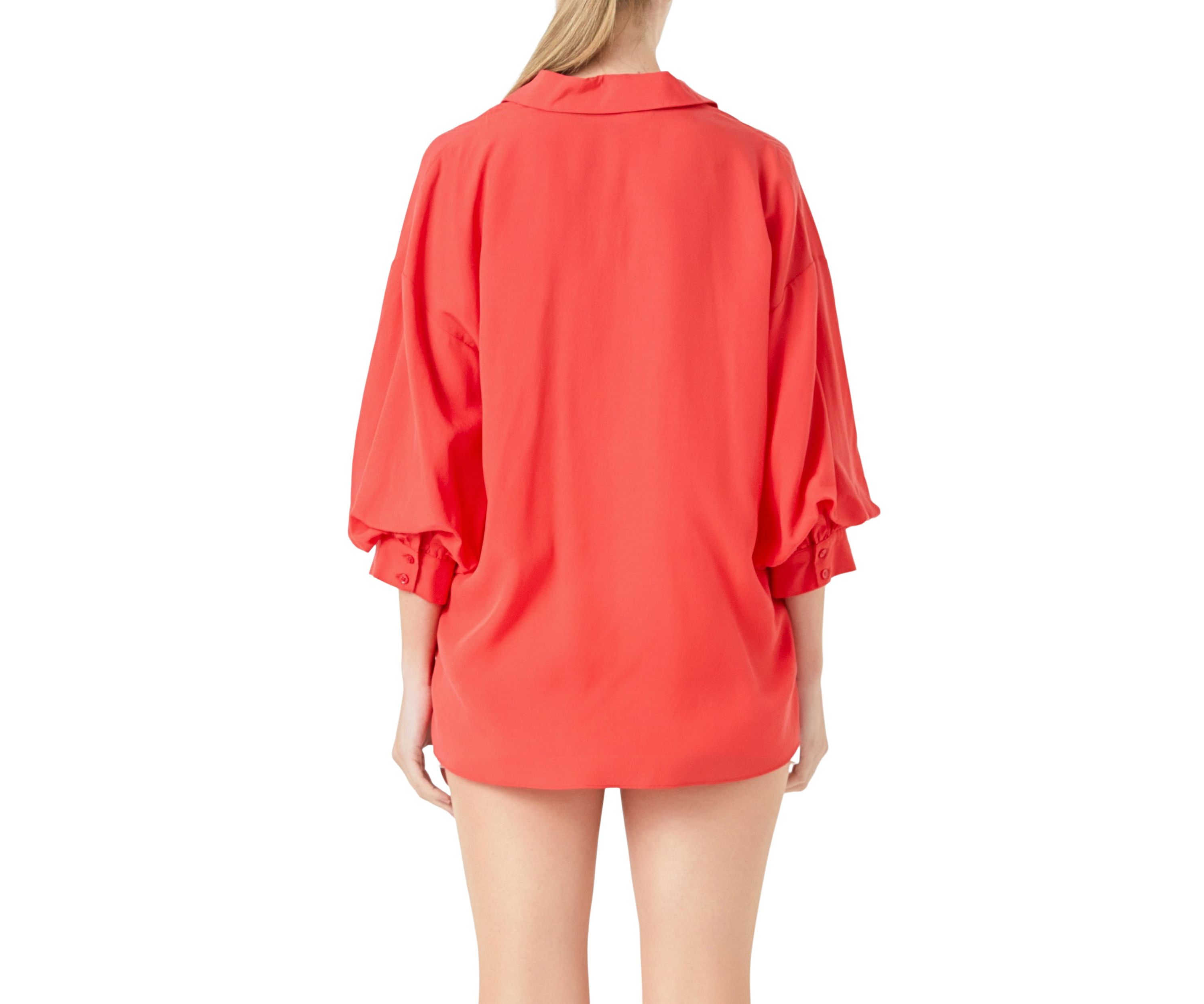 Blouson Sleeve Collared Shirt
