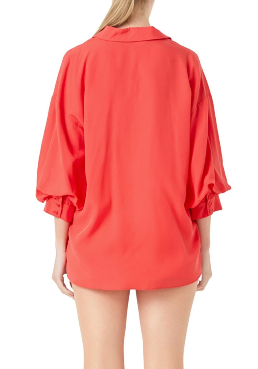 Blouson Sleeve Collared Shirt