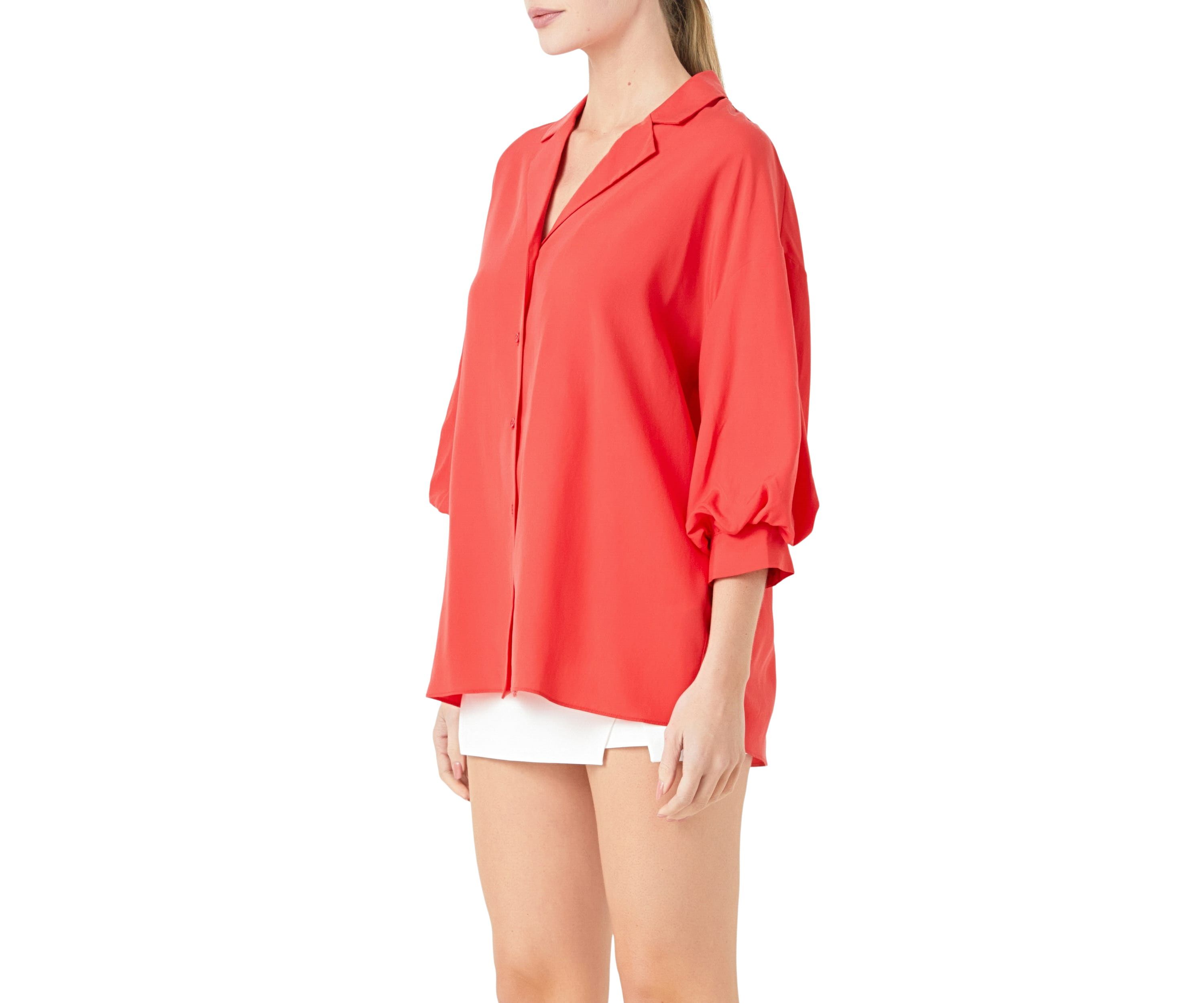 Blouson Sleeve Collared Shirt