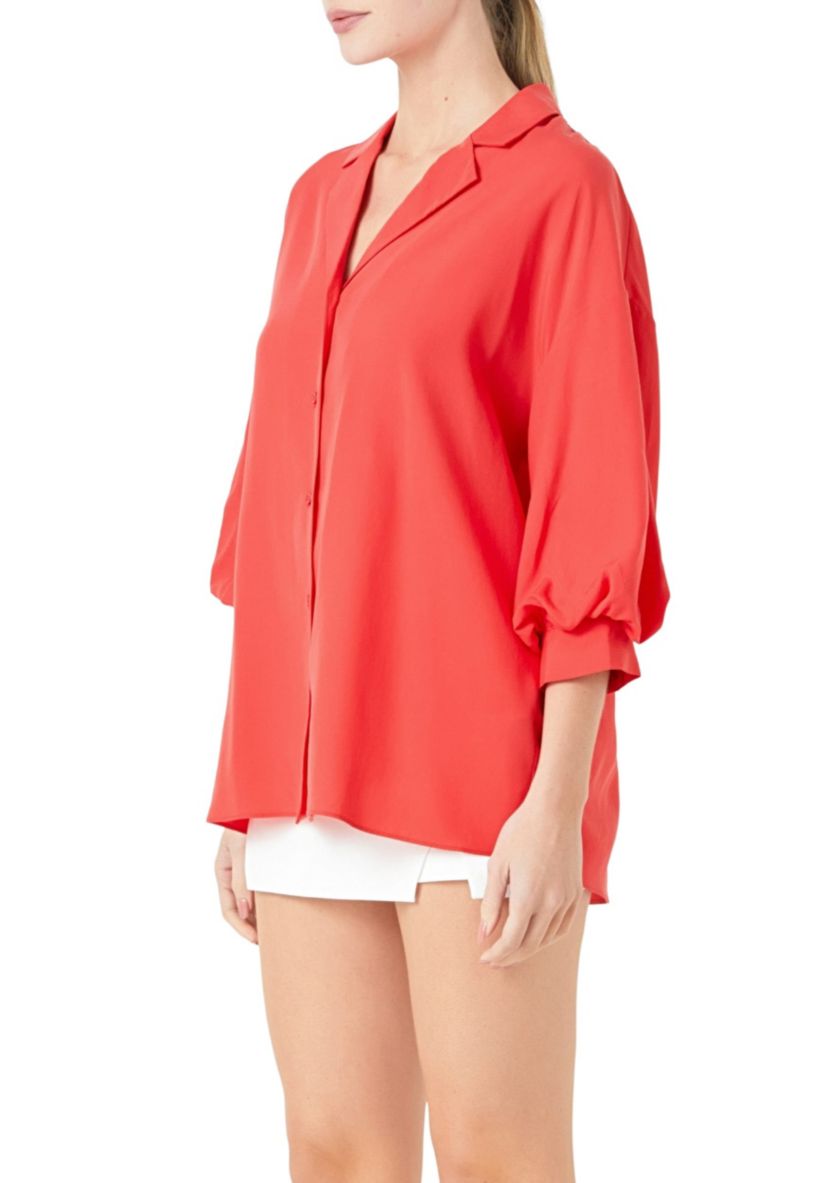 Blouson Sleeve Collared Shirt