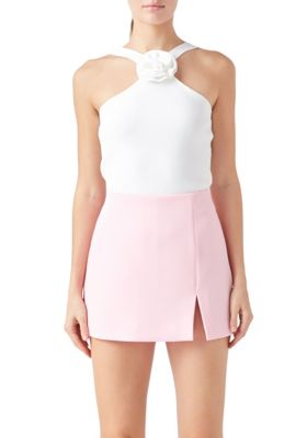 Endless Rose Women's Knit Halter Top with Flower