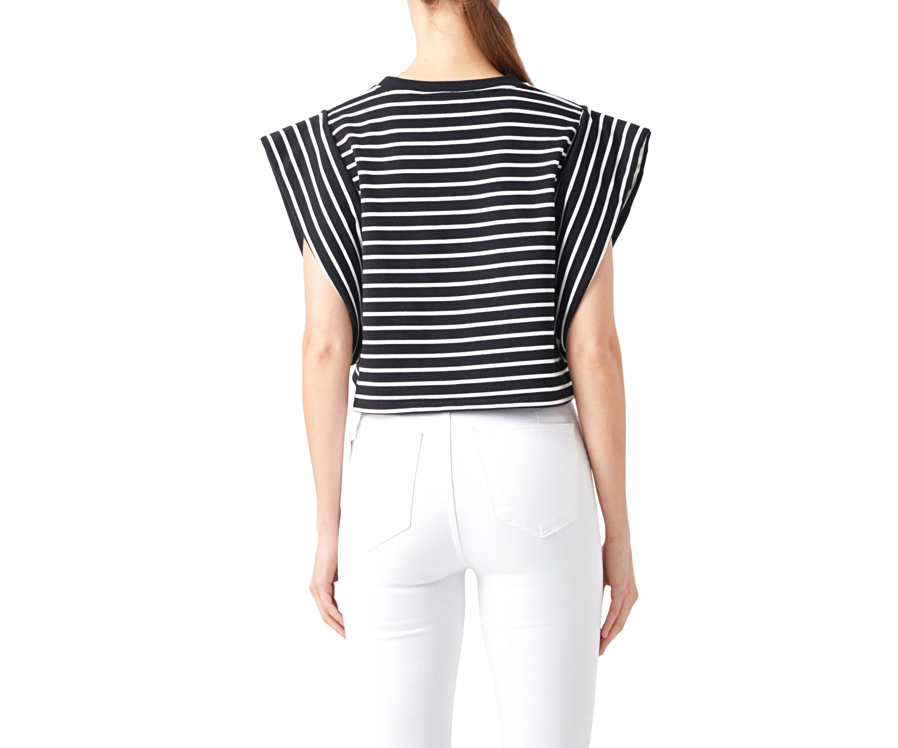 Stripe Drop Shoulder Cropped Top