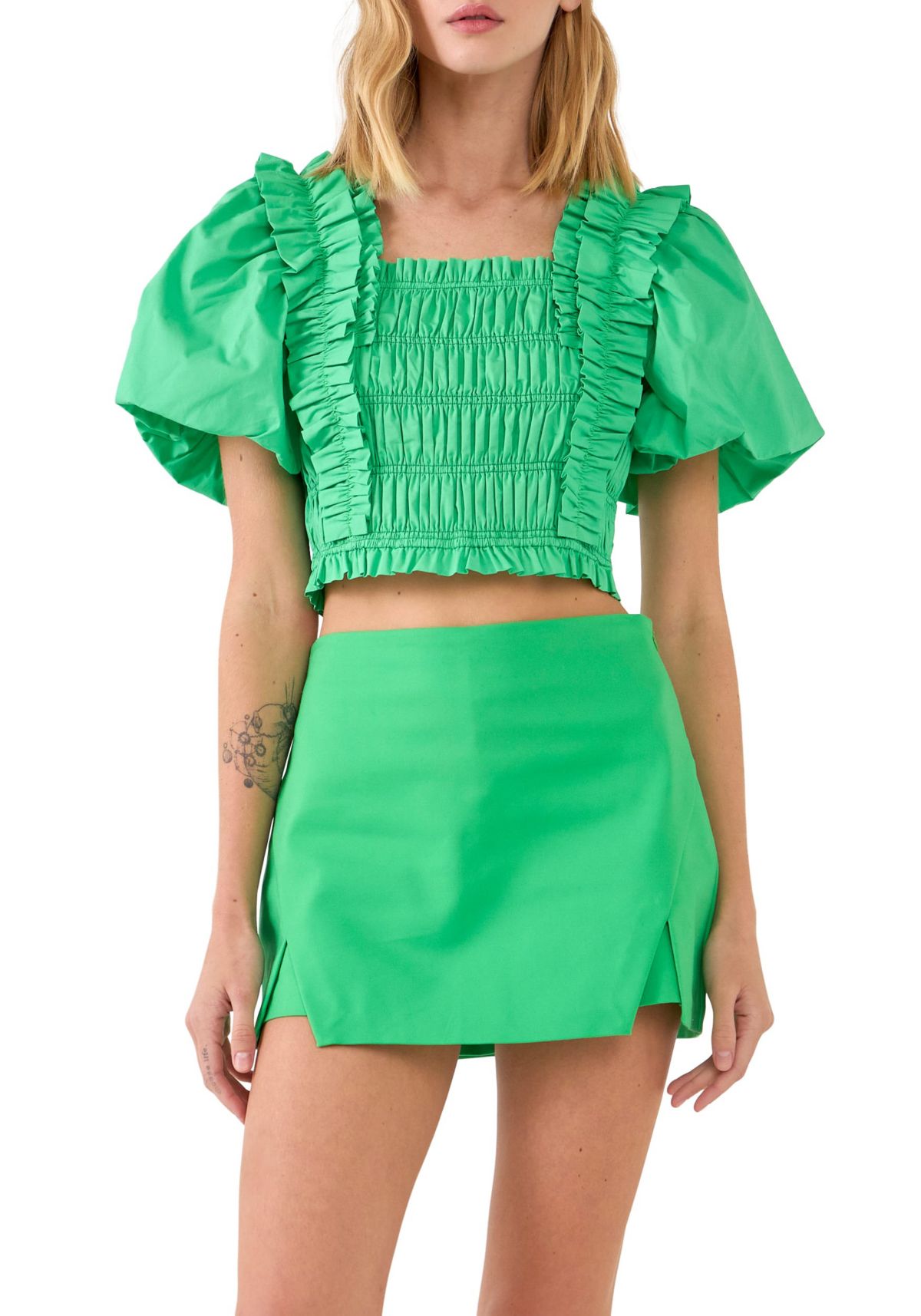 Smocked Puff Sleeve Top