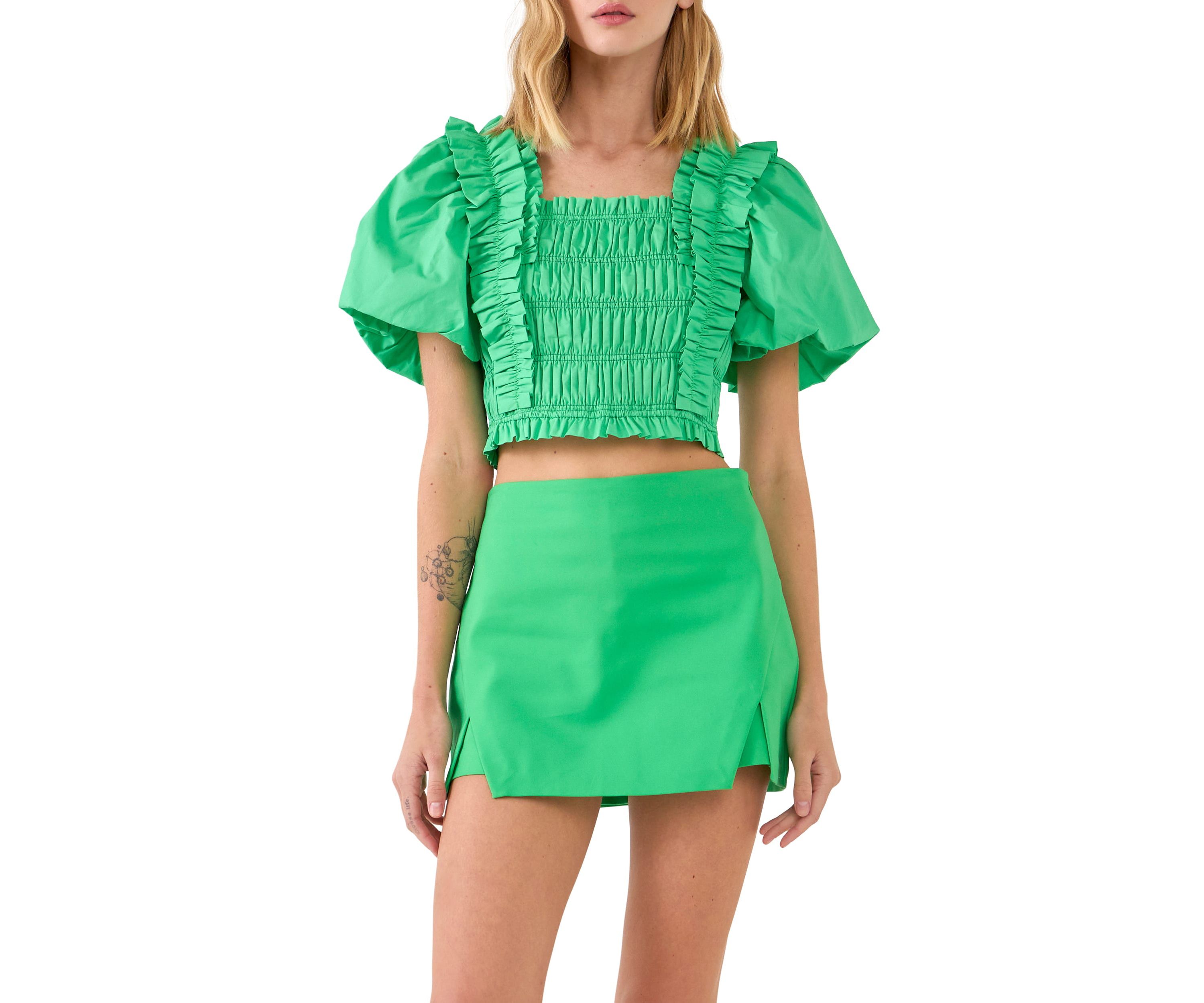 Smocked Puff Sleeve Top