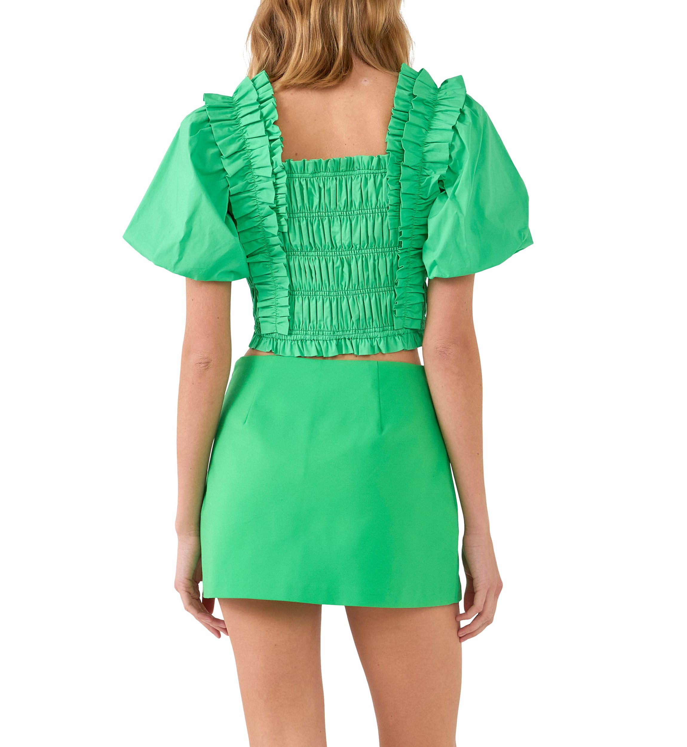 Smocked Puff Sleeve Top