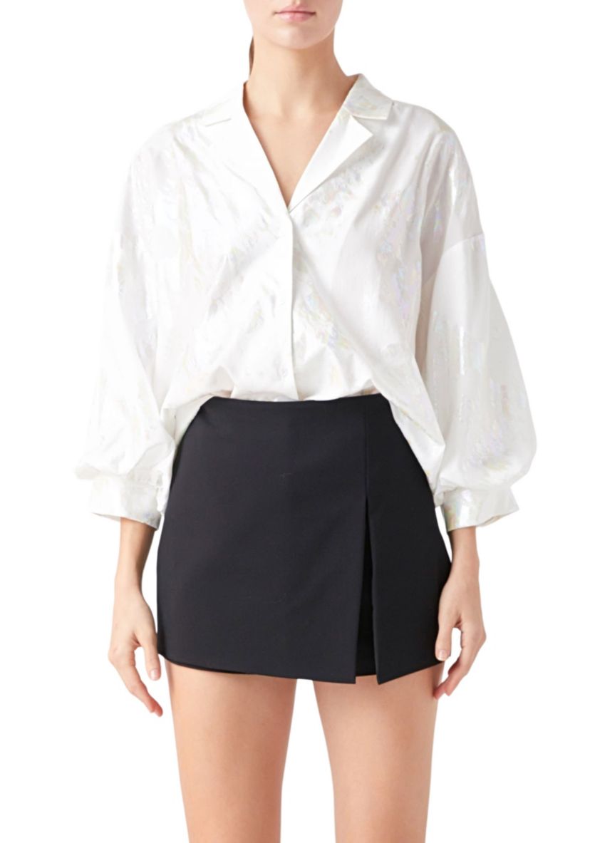 Print Foil Collared Shirt