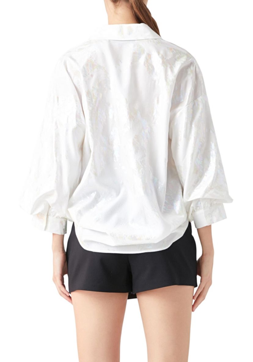 Print Foil Collared Shirt