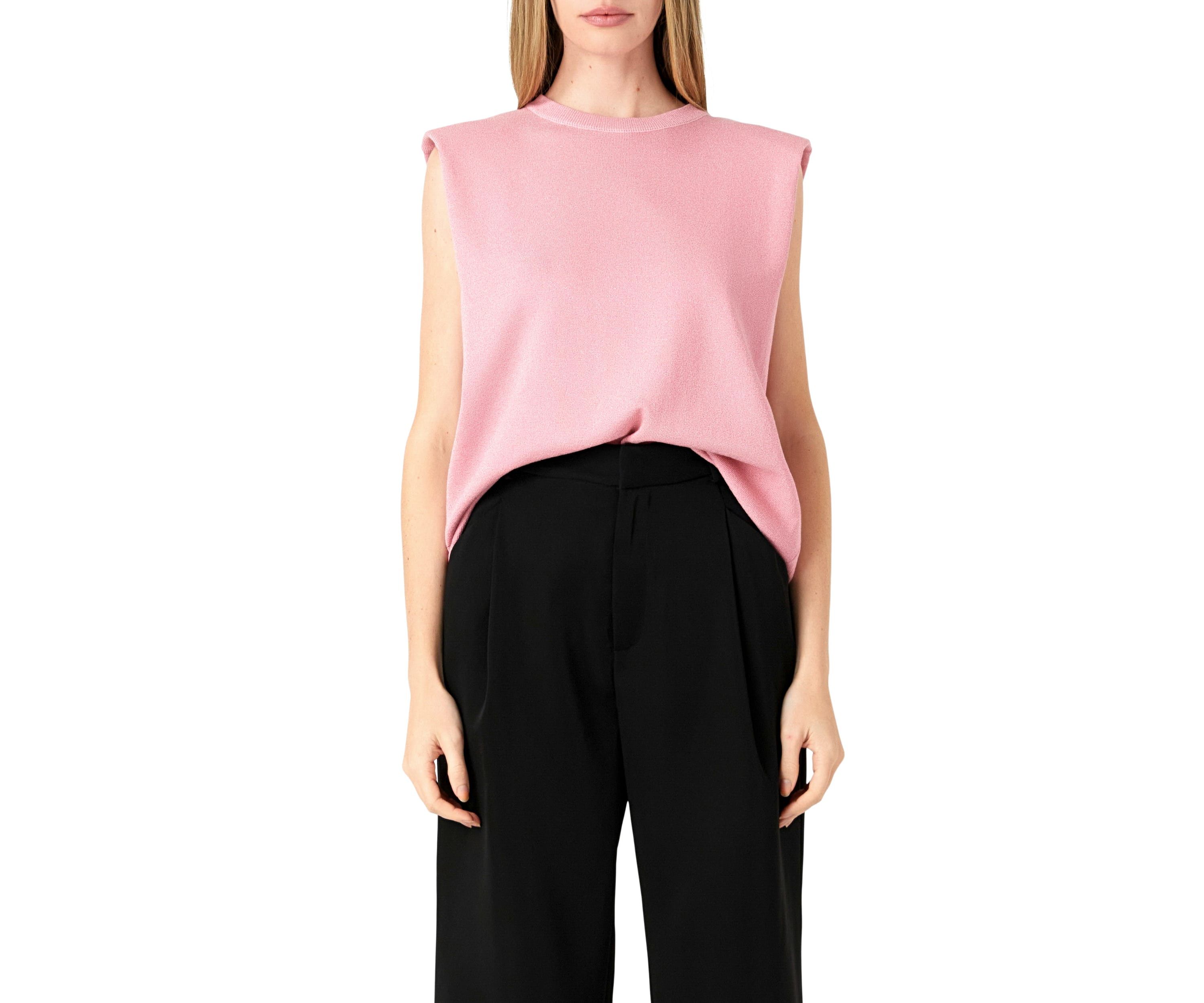 Glitter Power Shoulder Knit Top
