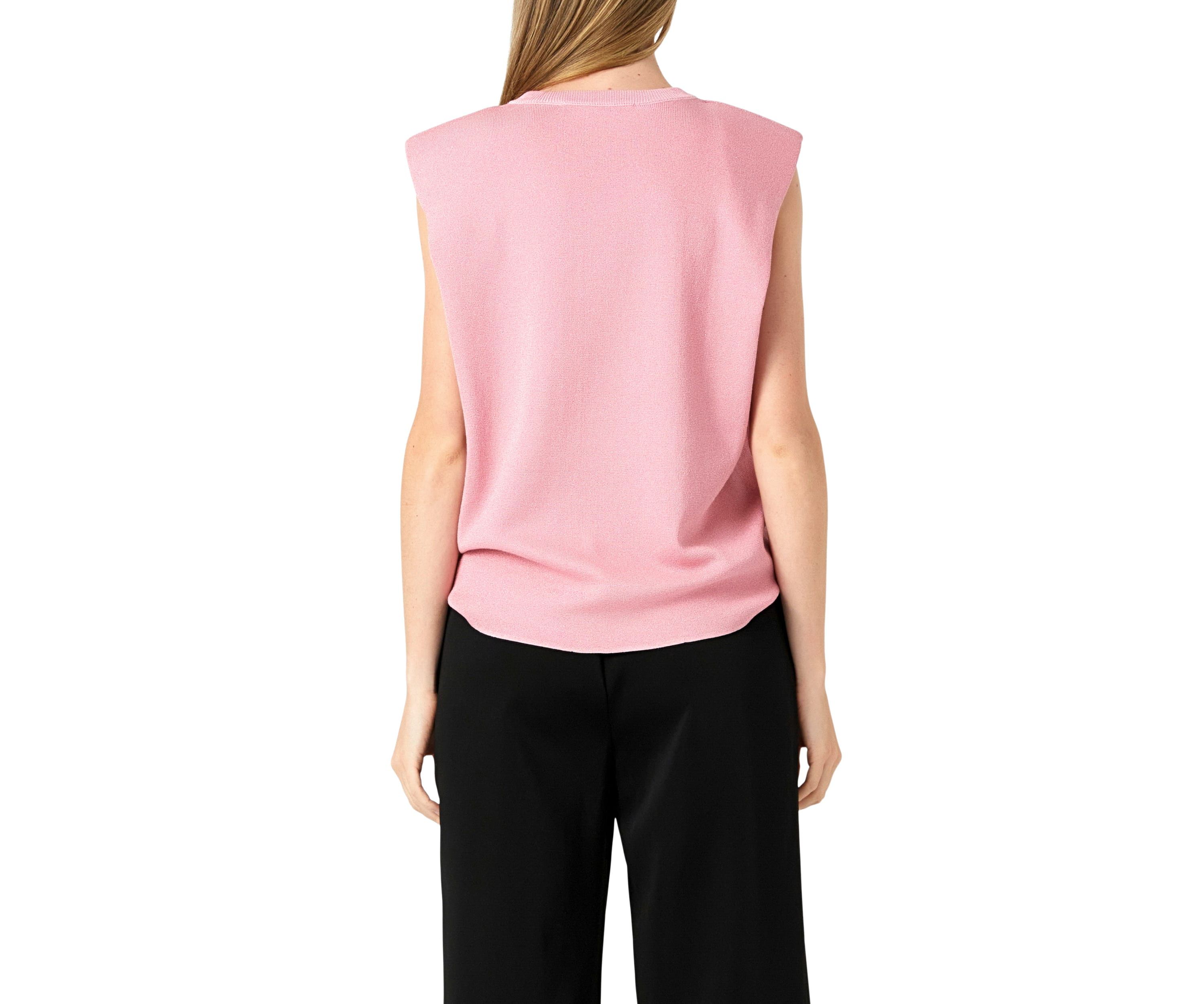 Glitter Power Shoulder Knit Top