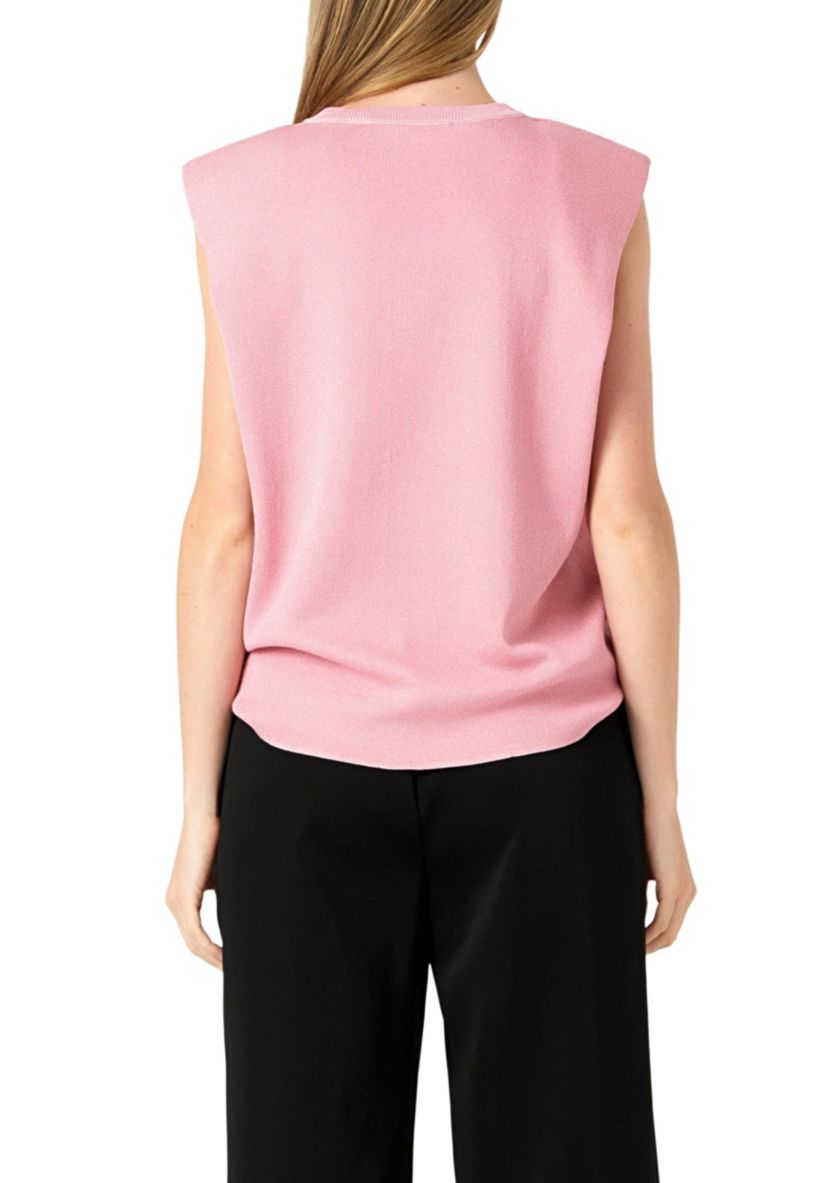Glitter Power Shoulder Knit Top