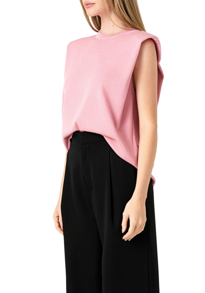 Glitter Power Shoulder Knit Top