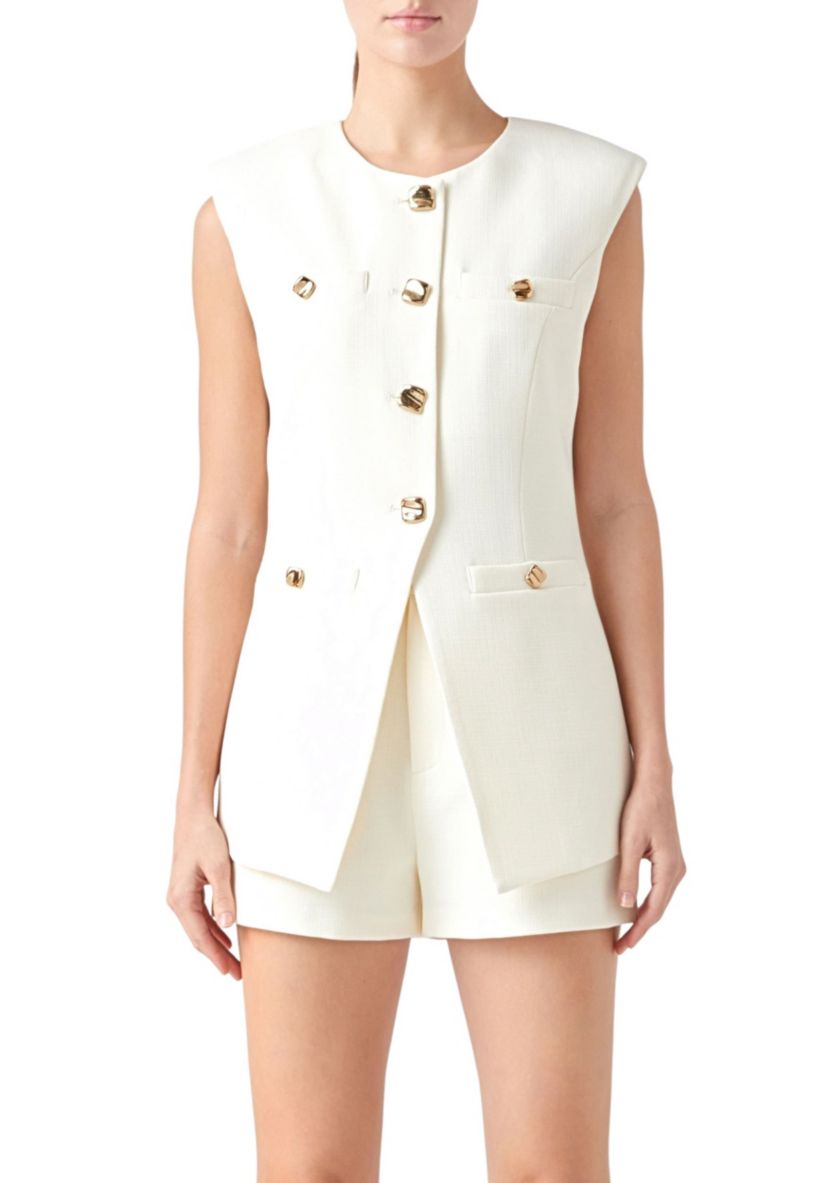 Linen Power Shoulder Vest