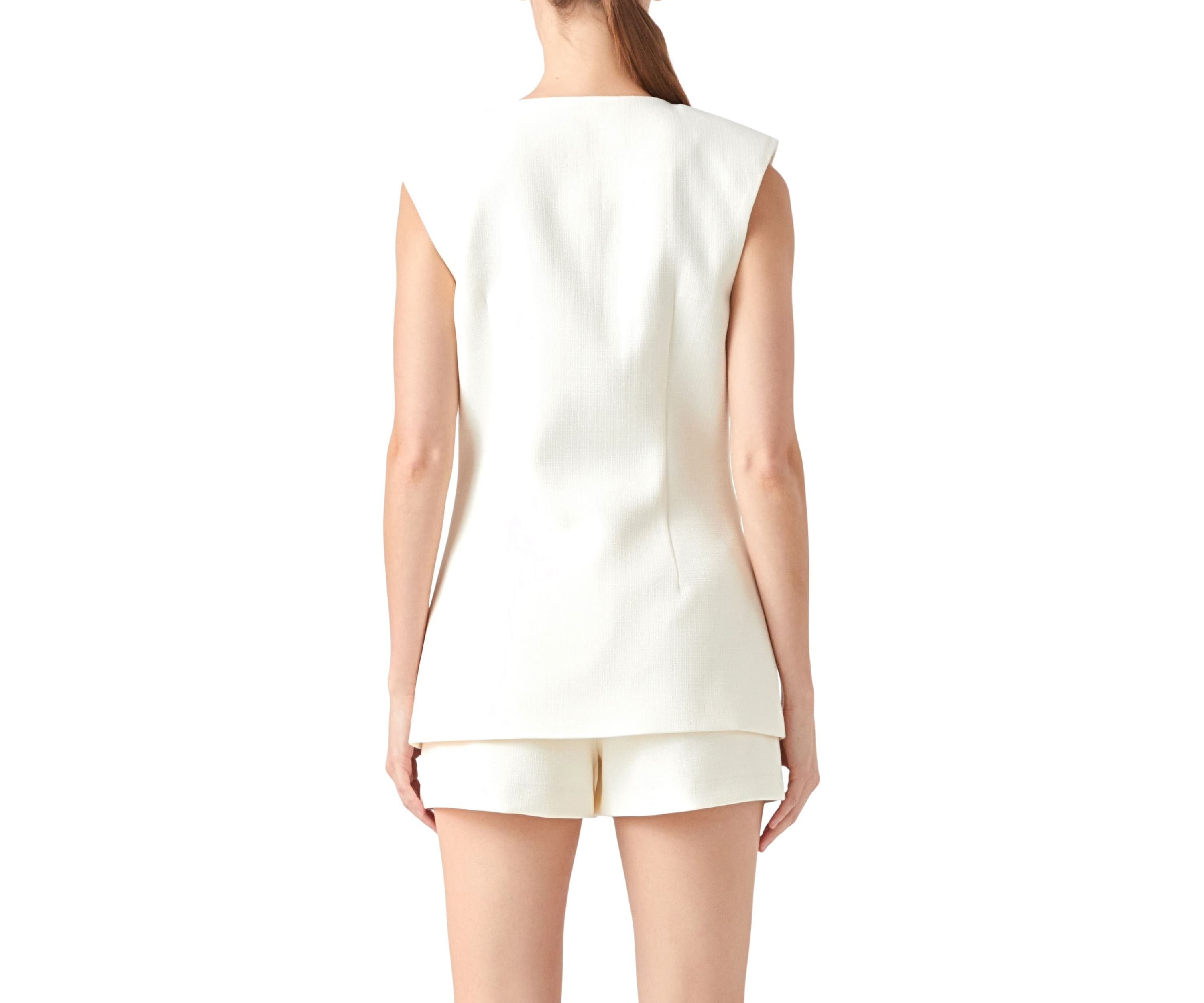 Linen Power Shoulder Vest