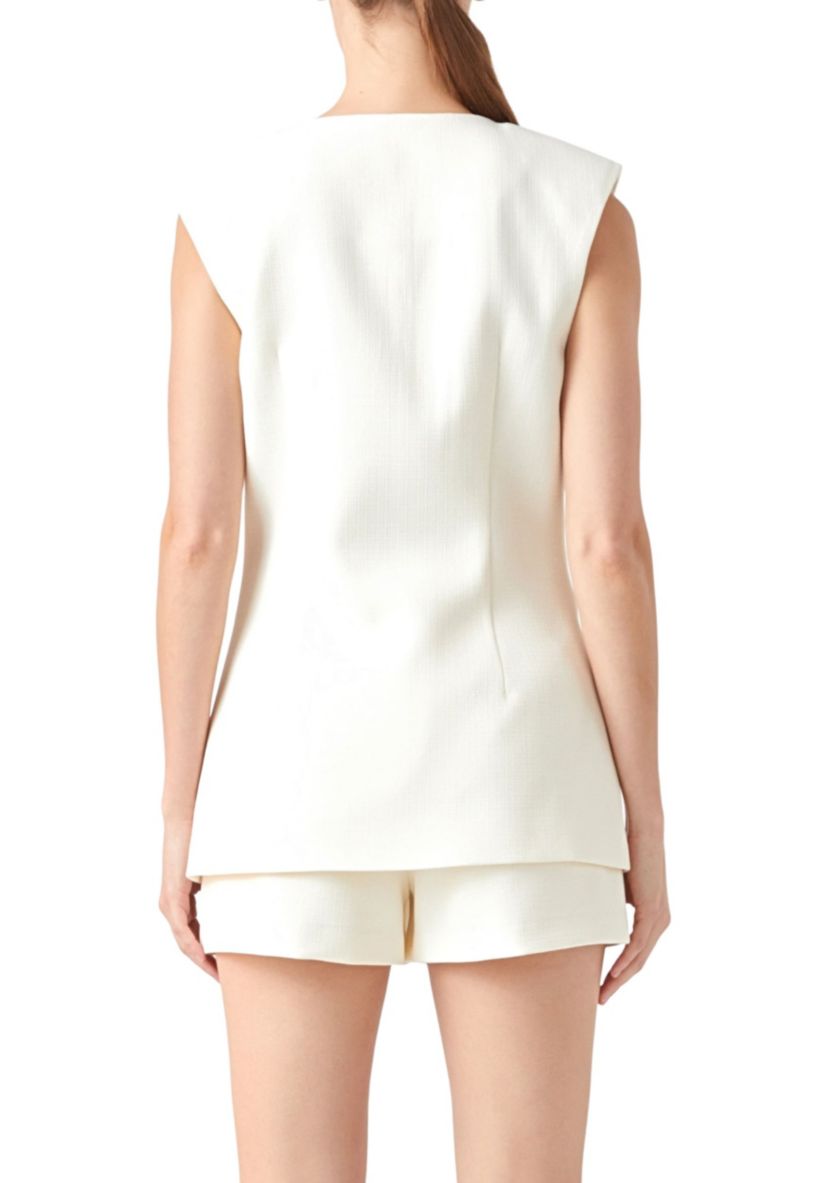 Linen Power Shoulder Vest