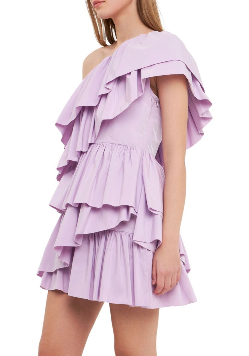 One-Shoulder Ruffled Mini Dress