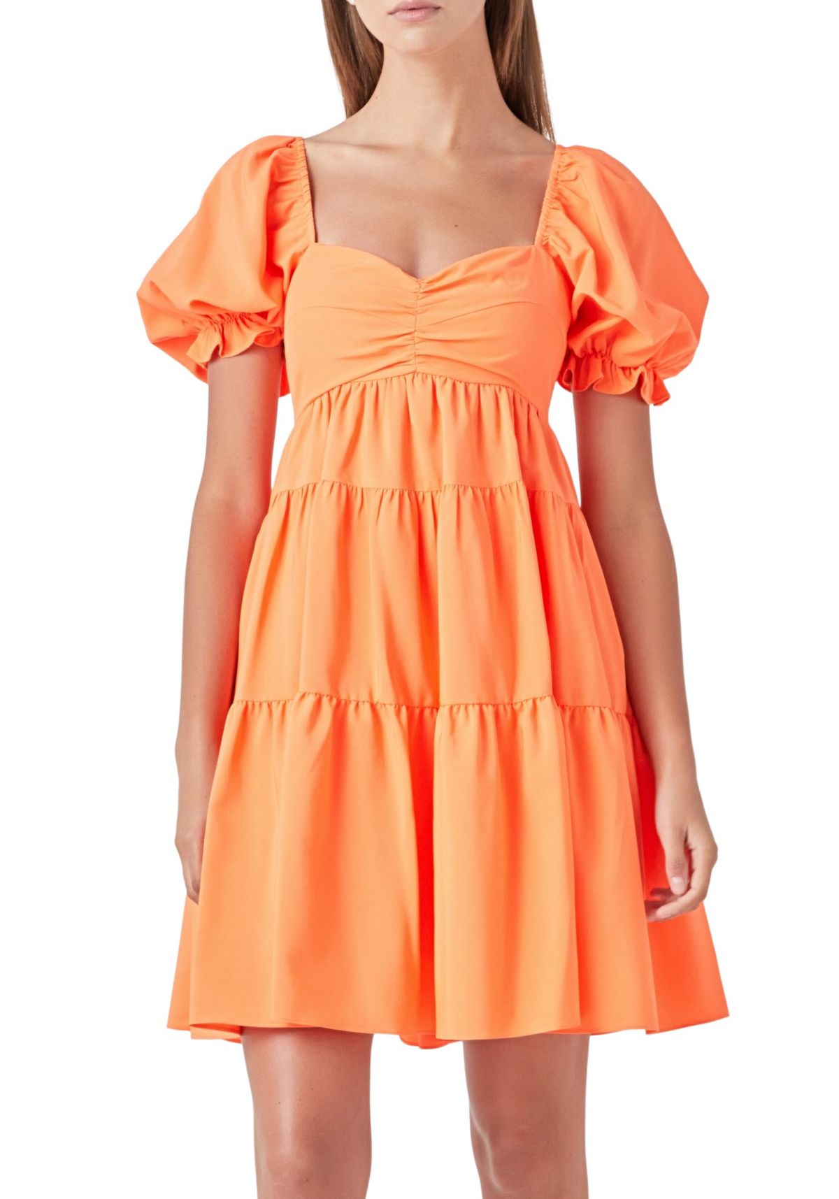 Classic Sweetheart Tiered Mini with Puff Sleeves