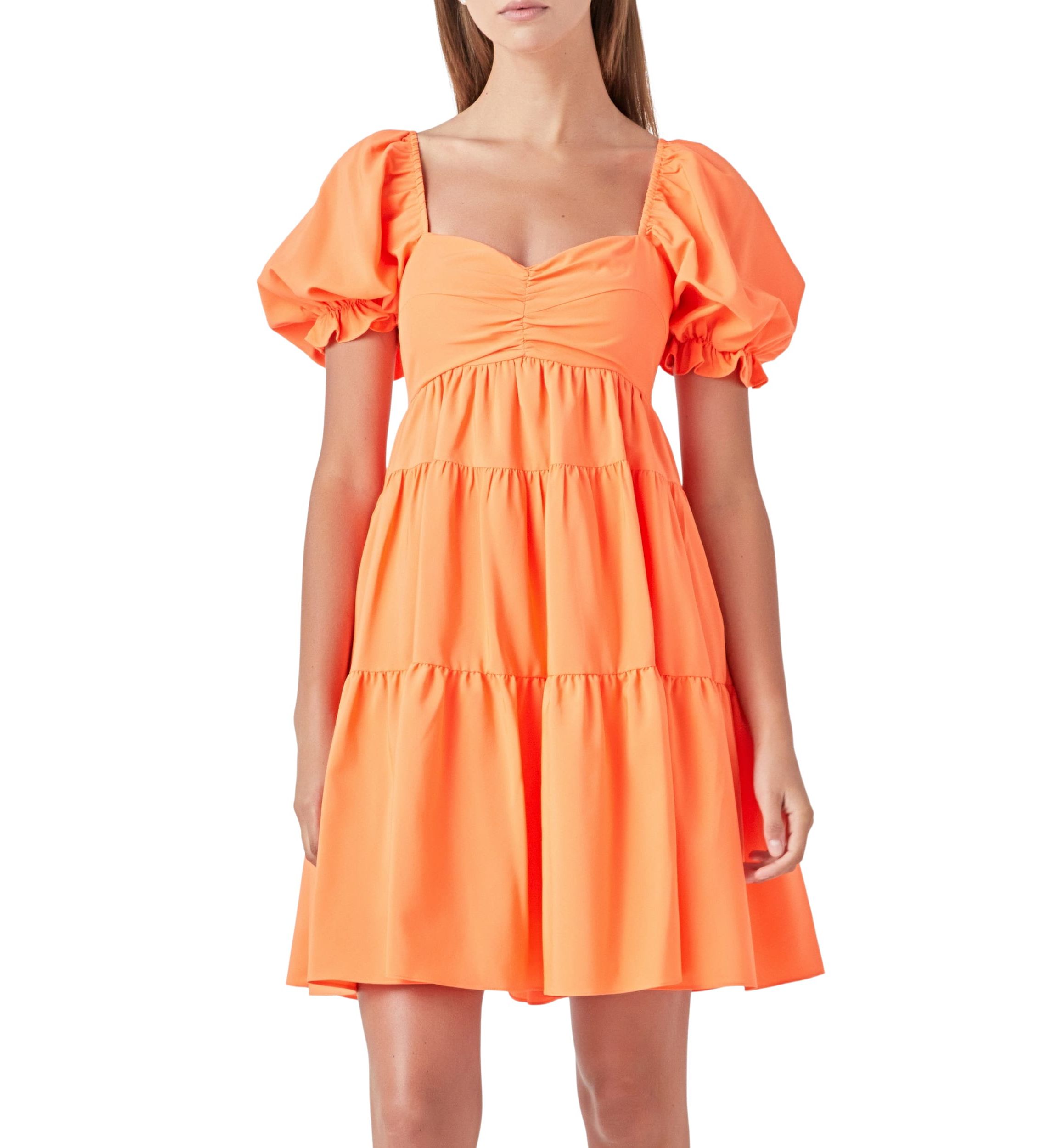Classic Sweetheart Tiered Mini with Puff Sleeves