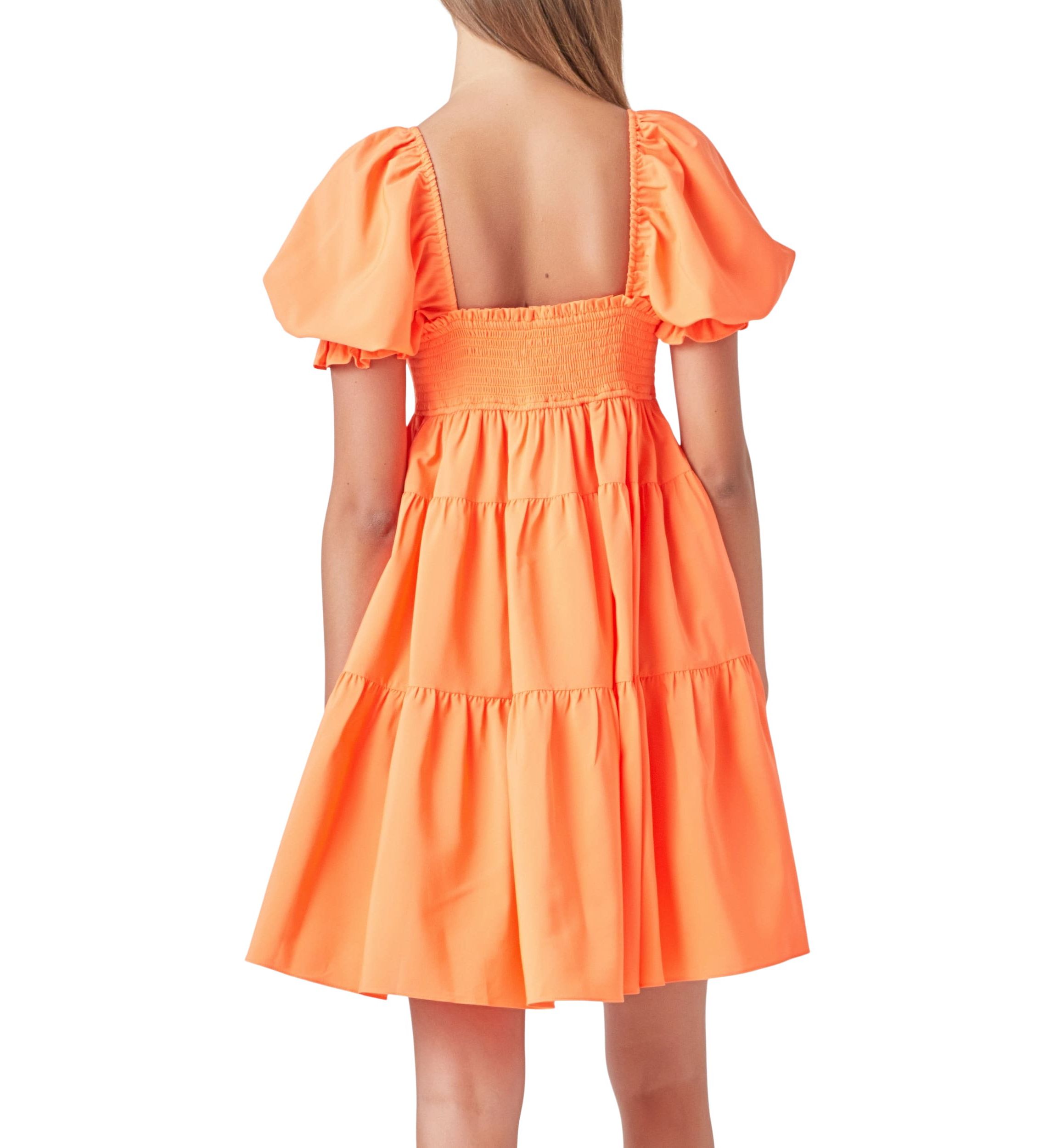 Classic Sweetheart Tiered Mini with Puff Sleeves