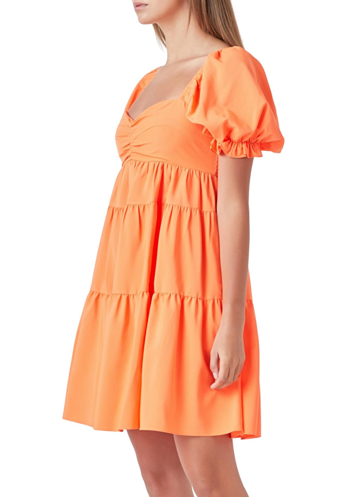 Classic Sweetheart Tiered Mini with Puff Sleeves