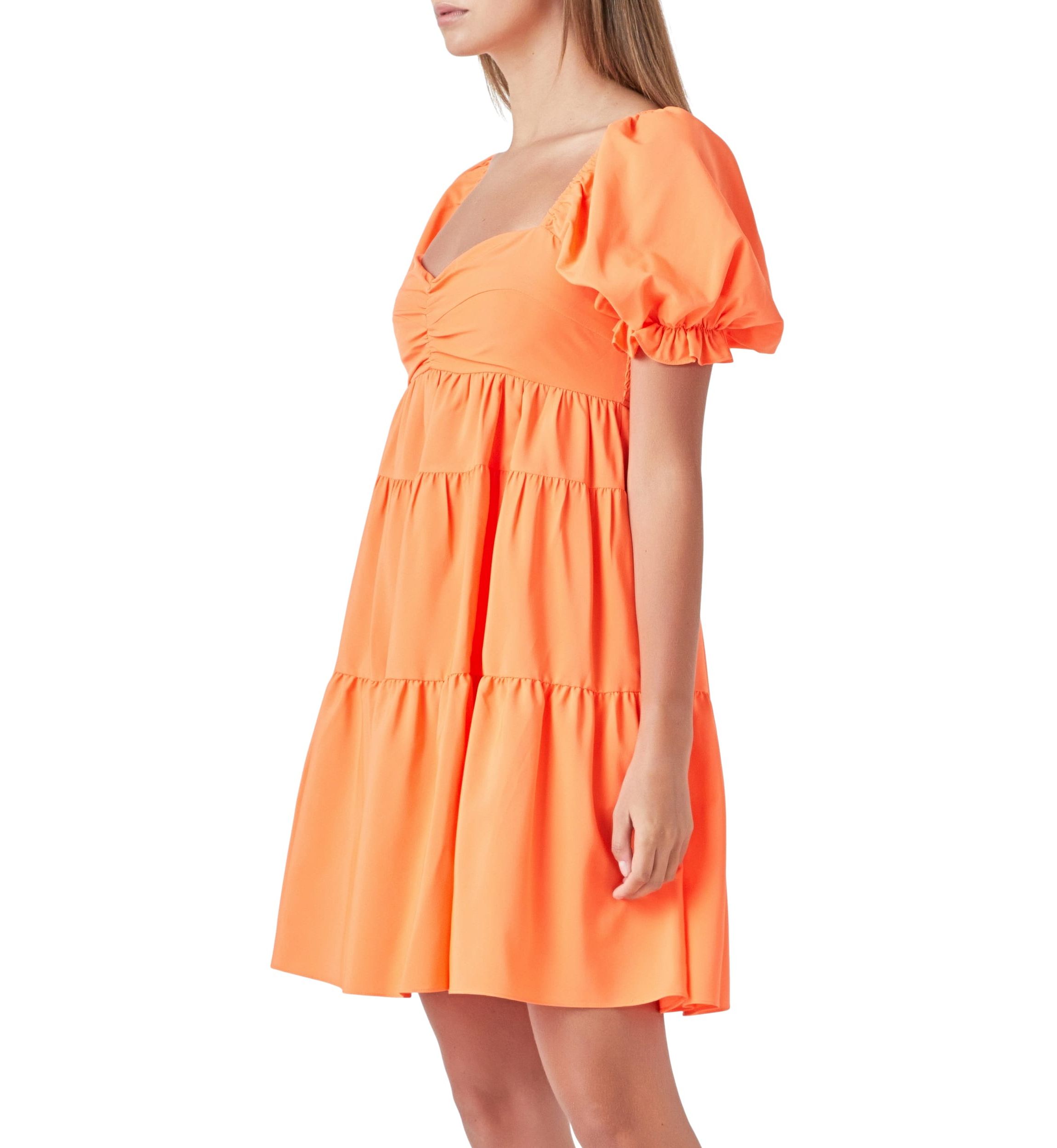 Classic Sweetheart Tiered Mini with Puff Sleeves