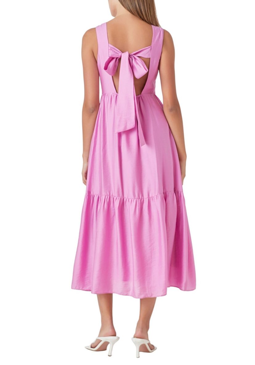 Front Button Dress with Back bow