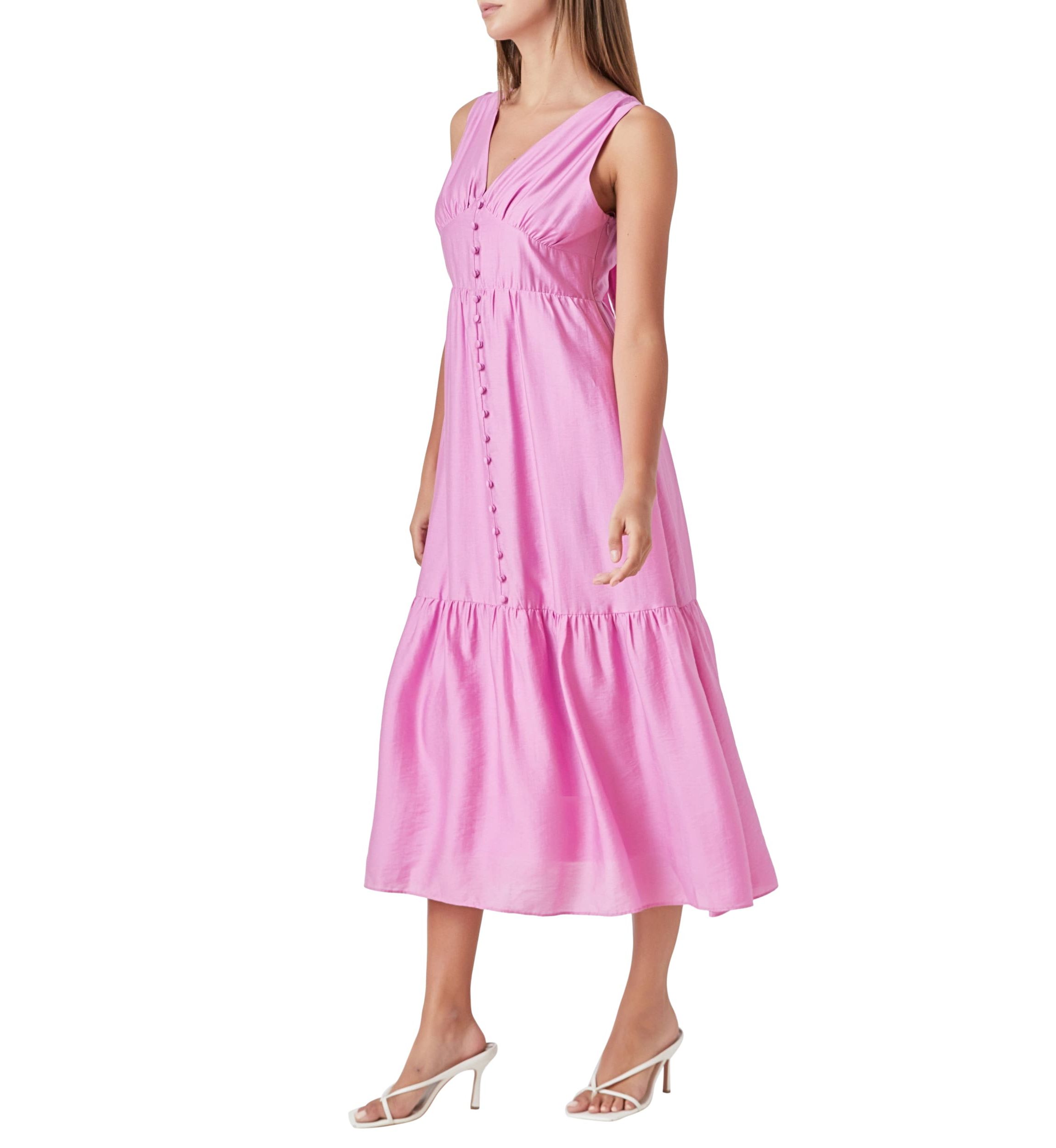 Front Button Dress with Back bow