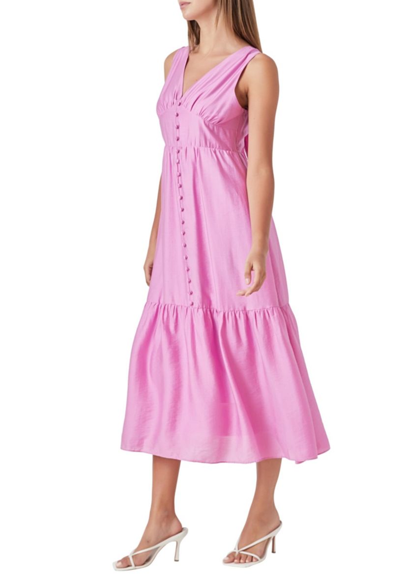 Front Button Dress with Back bow