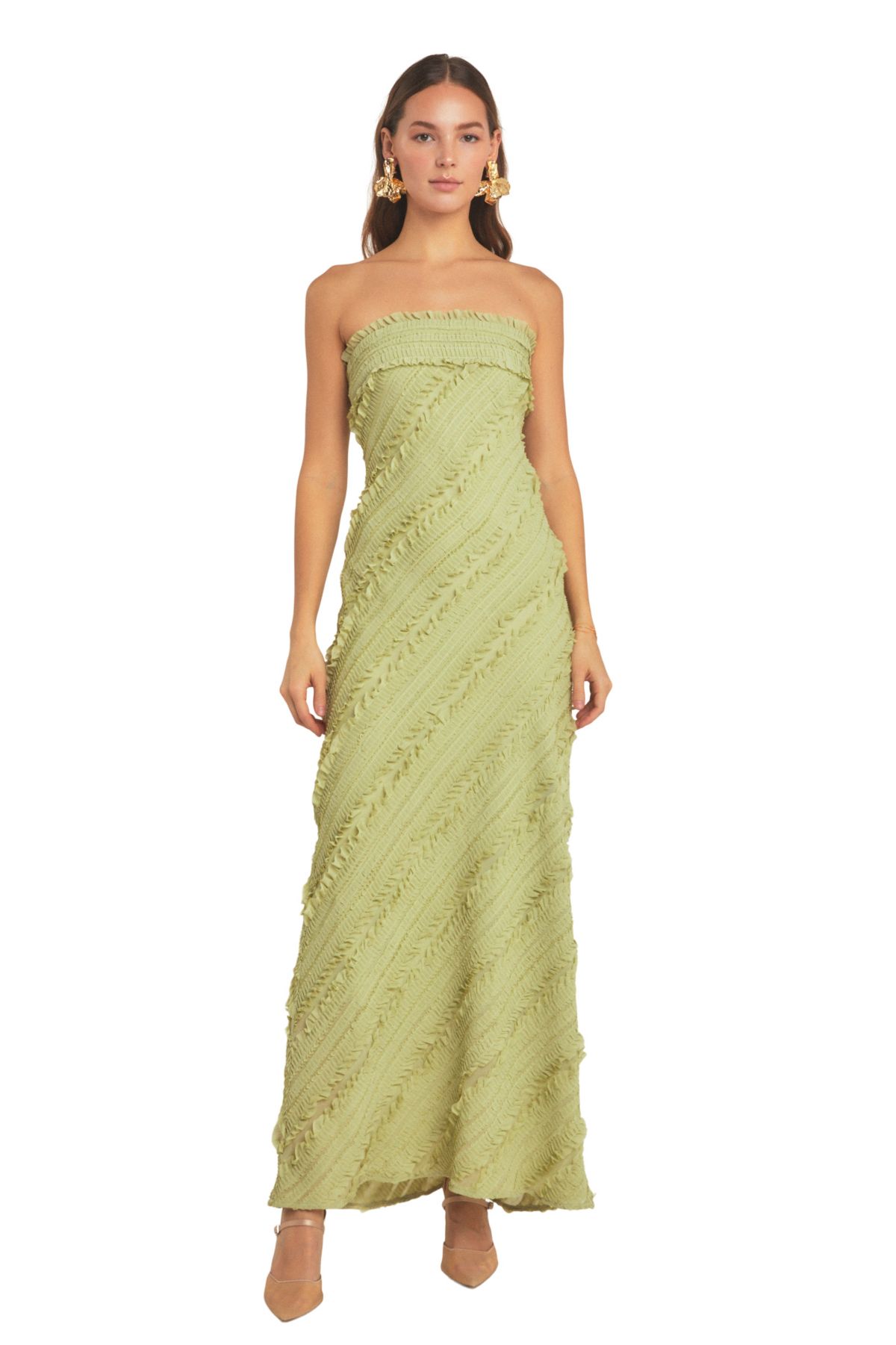 Strapless Ruffled Maxi Dress