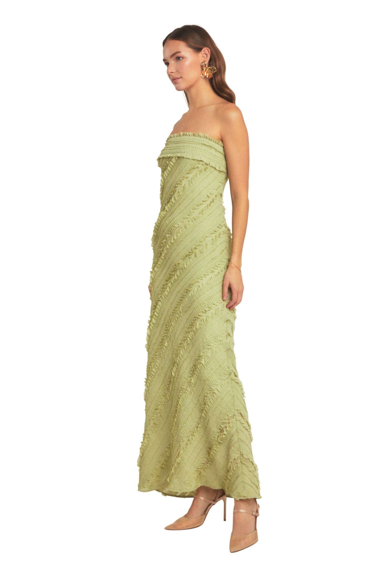 Strapless Ruffled Maxi Dress