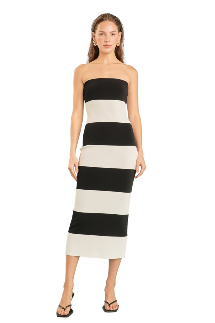 Stripe Tube Midi Dress