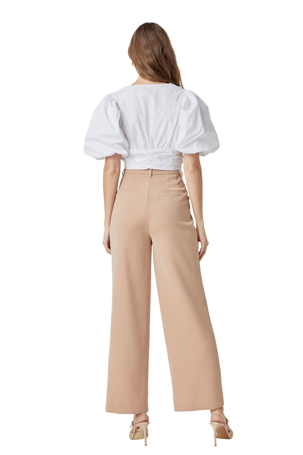 Blouson Sleeve Corset Waist Top