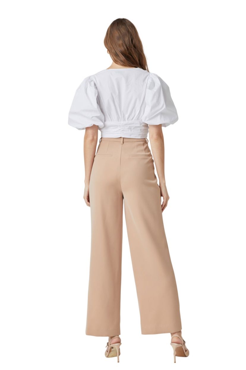 Blouson Sleeve Corset Waist Top