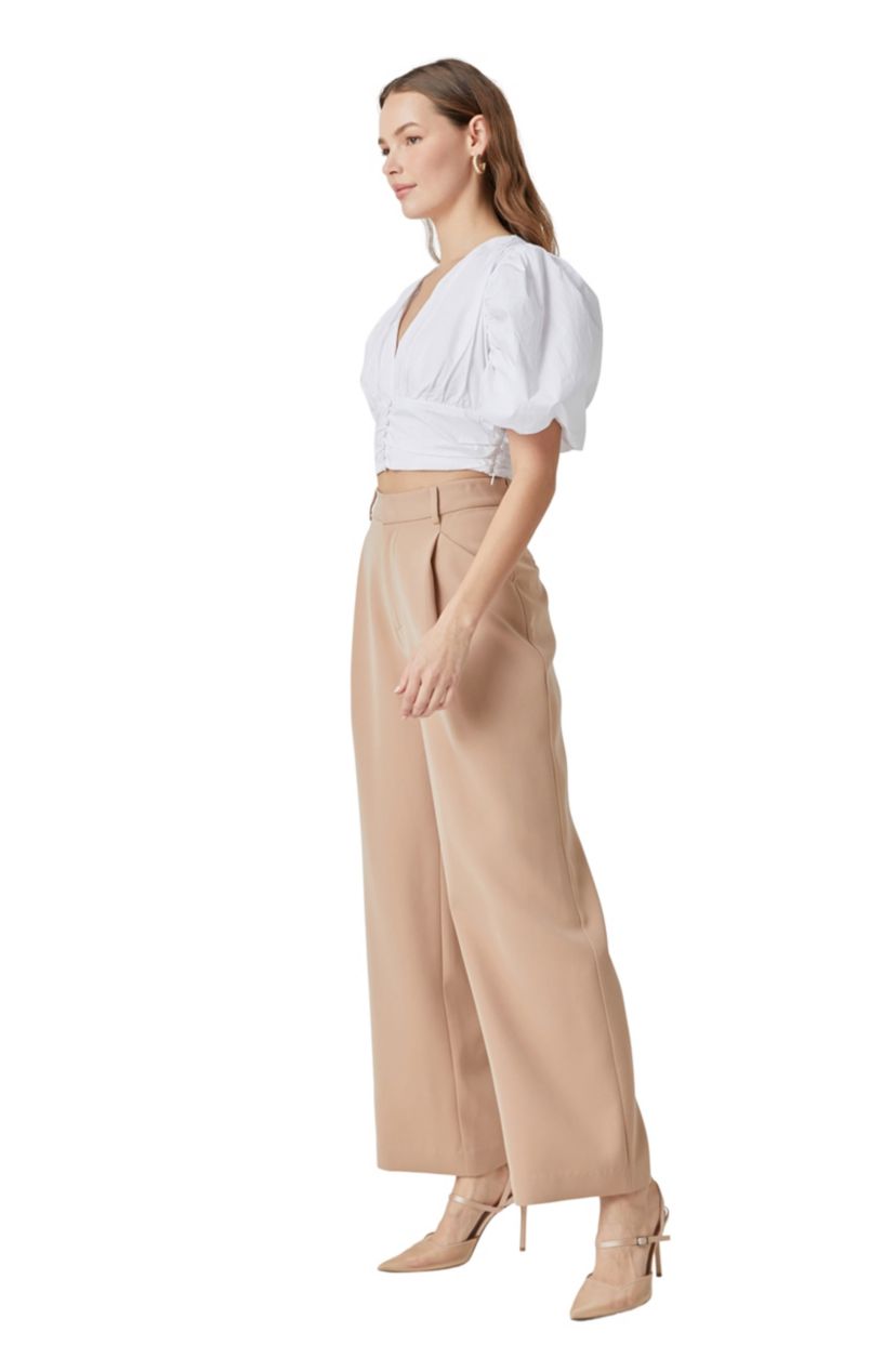 Blouson Sleeve Corset Waist Top